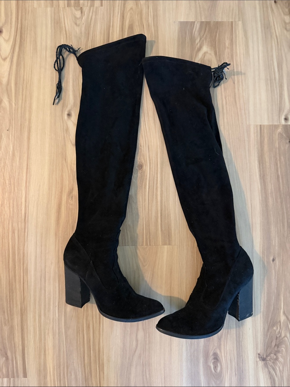 Dolce Vita Black Suede Over-the-Knee Block Heel Boots